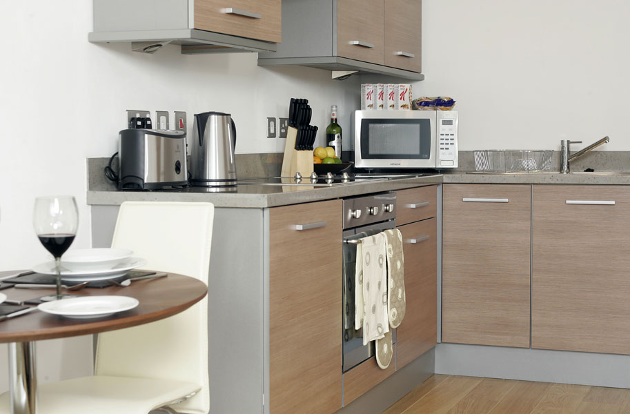 Kitchen in a KSpace Serviced Apartment in Leeds