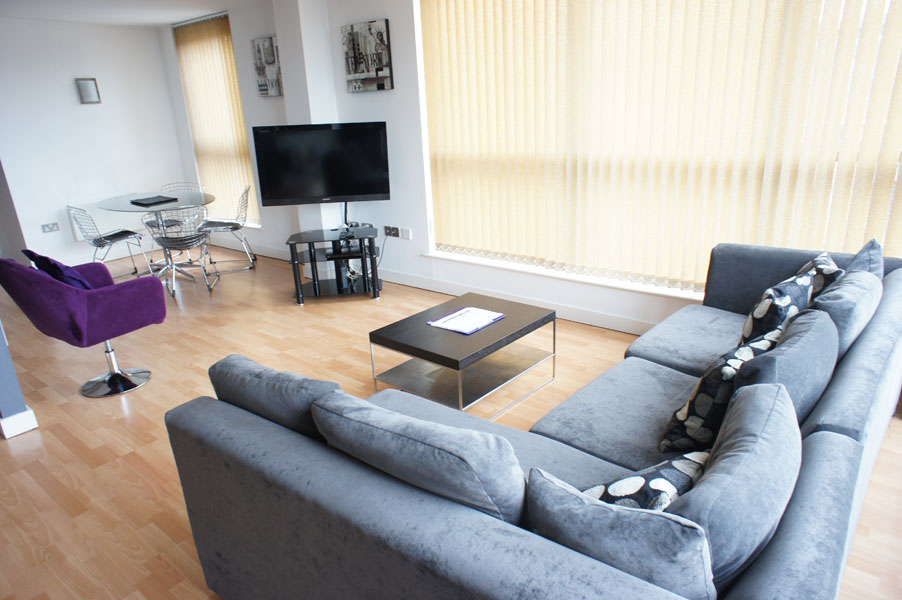 Living area in a KSpace Serviced Apartment in Sheffield WestOne