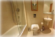 Bathroom in a one bedroom apartment