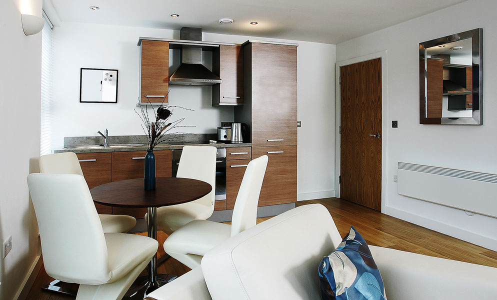 Kitchen in a KSpace Serviced Apartment in Leeds