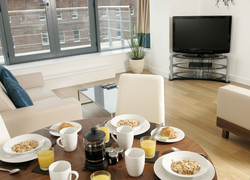 Dining in a KSpace Serviced Apartment in Leeds