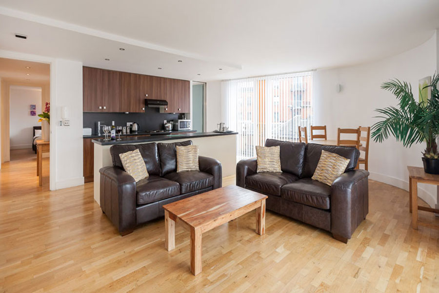 Living area in a KSpace Serviced Apartment in Sheffield