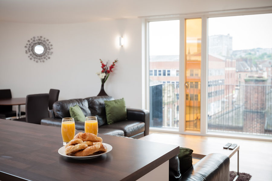 Living area in a KSpace Serviced Apartment in Sheffield