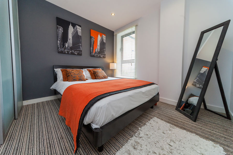 Bedroom in a KSpace Serviced Apartment in Sheffield WestOne
