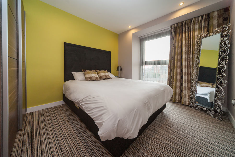 Bedroom in a KSpace Serviced Apartment in Sheffield WestOne