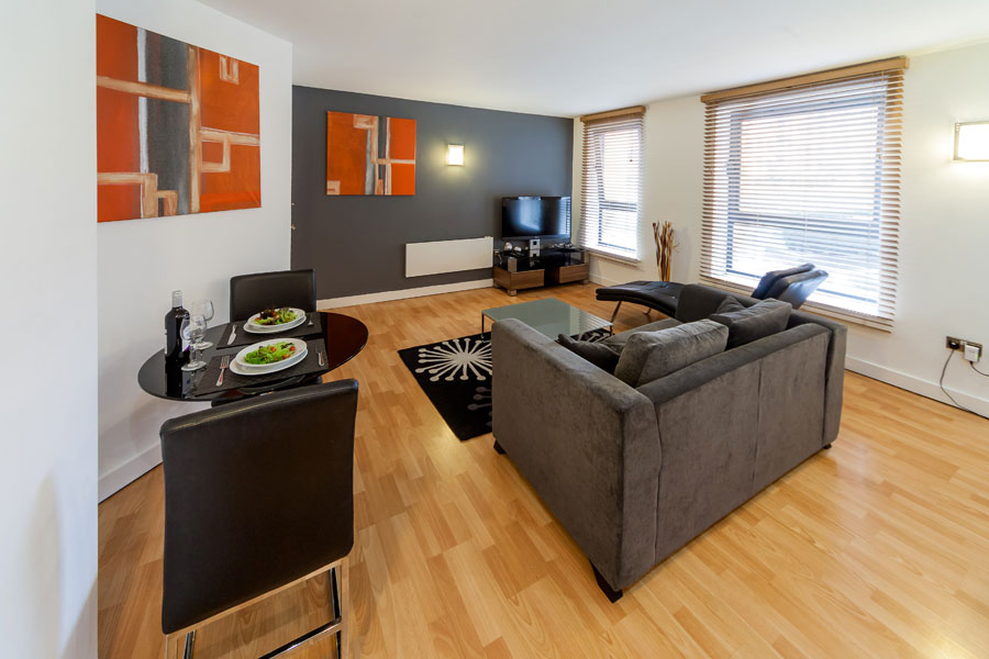 Living area in a KSpace Serviced Apartment in Sheffield WestOne