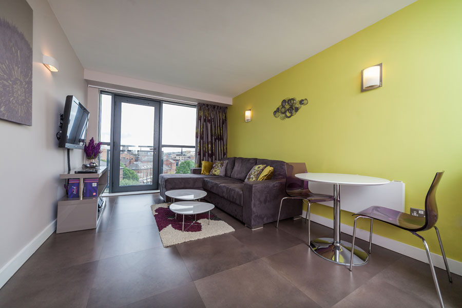 Living area in a KSpace Serviced Apartment in Sheffield WestOne