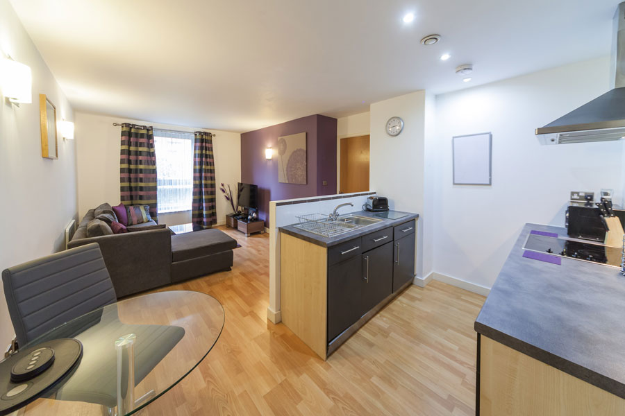 Living area in a KSpace Serviced Apartment in Sheffield WestOne